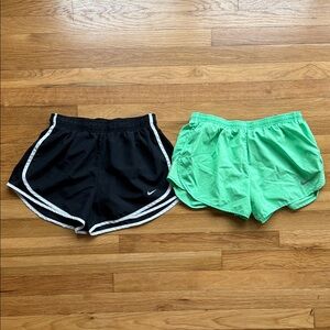 Nike Running Shorts Pair - Black & Lime Green